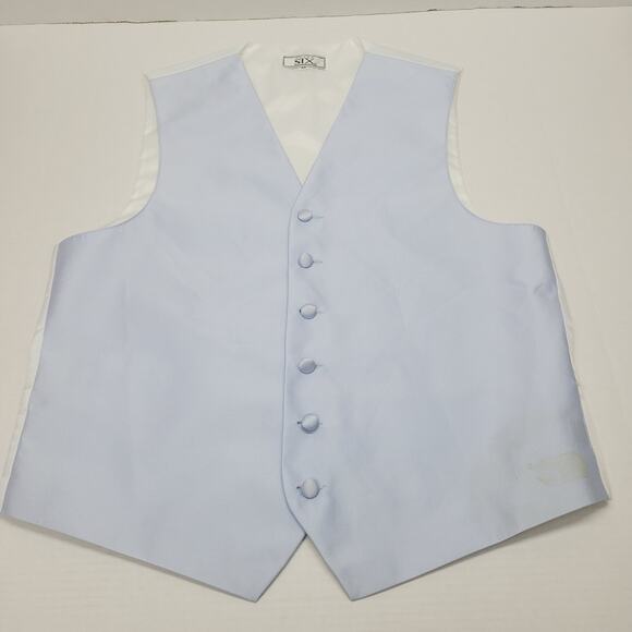 After Six Formal Vest Light Baby Blue Satan Wedding Prom Mens Size Medium - Picture 1 of 8